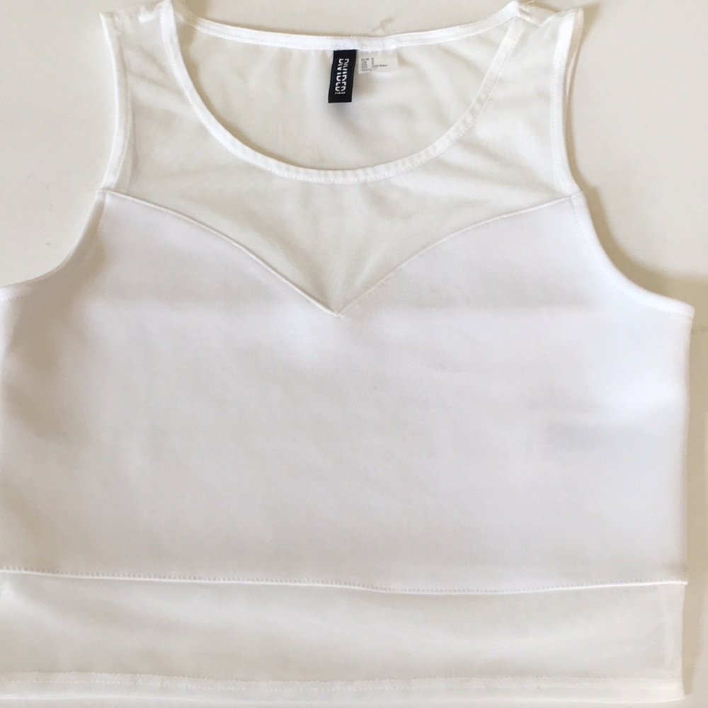 H&M White Mesh Crop Top